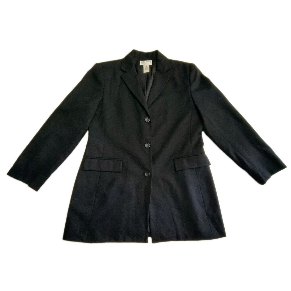 Parisian Signature 100 % Worsted Wool Blazer Black Vintage Coat Size 8